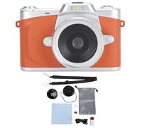 Cámara Digital, cámara Digital Inteligente 64MP 4K 20X Zoom 180 ° Pantalla de volteo 1200 mAh con Amplio Objetivo de Lente de ángulo Mirador de interconexión Libre de (Orange)