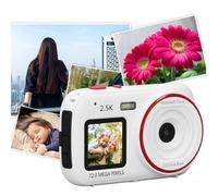 Cámara Digital, Cámara Vlogging 2.5K 72MP para Fotografía, Pantalla IPS de 2.4 Pulgadas, Enfoque Automático, Modo Belleza, Zoom Digital 16x, Cámara Antivibración, para Viajes