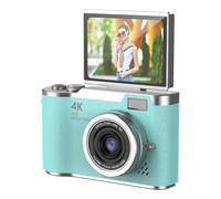 Cámara digital CCD 4K, 48MP con zoom 8X y pantalla abatible de 180° para estudiantes, principiantes, adolescentes, cámara de fotografía compacta para viajes y selfies (verde 32G)