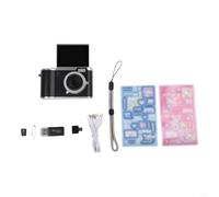 Cámara digital compacta 4K con pantalla abatible de 180 grados y zoom de 8x, ideal para fotografía de estudiantes y vlogging, unidad negra (negro 32G)