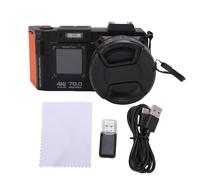 Cámara Digital con Flash 70mp 4K Video 50x Zoom Automático Enfoque F1.8 Apertura de Pantalla Doble WiFi Sello de Tiempo de Zapatilla Hot Fotography (Black)