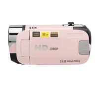 Cámara Digital D90 1080P 16MP Videocámara con Pantalla Giratoria de 2,4 Pulgadas Grabadora de Vídeo HD con Zoom 16X y Luz de Relleno (Rosa)