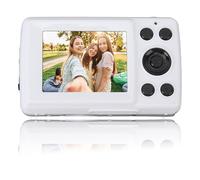 Cámara Digital de 16M, Cámara HD 1080P, Cámara Digital de Apuntar y Disparar con Zoom de 16X, Cámara Pequeña Compacta para Niños, Niñas, Adolescentes, Estudiantes, Enfoque (White)