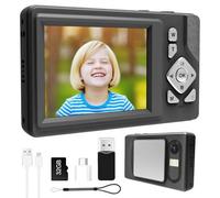 Cámara digital de 48 MP, FHD 1080P, zoom de excavación de 18X, antivibración, LCD de 2.85 pulgadas, tarjeta de 32 GB, cámara de vlog, portátil para viajes, apuntar y disparar compacta para niños