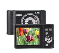 Cámara Digital de 48MP, Cámara Compacta de Enfoque Automático HD de 2.7K con Zoom de 8X, Pantalla IPS de 2.8 Pulgadas para Selfies, Grabación de Viajes, Cámara Portátil de (Black)