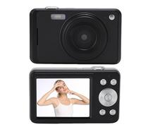 Cámara Digital de 4K de 64MP con Zoom Digital 16x, Cámara de Estudiante, Enfoque Automático de AF, Pantalla de 2.8 Pulgadas, Luz LED para Texto, Comida, Flores (Black)