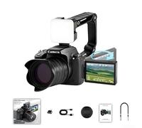 Cámara digital de 68 MP 4K con zoom de 28 x 2.8 pulgadas, luz de relleno de pantalla abatible para fotografía, creación de contenido de viaje (negro)