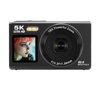 Cámara digital de 80 MP, pantalla doble 5K, zoom de 18X, integrado en transmisión WiFi intermitente, ligera, para estudiantes, viajes, fotografía, cámara de doble pantalla
