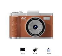 Cámara digital de enfoque automático 4K HD de 64 MP, zoom digital de 16X con pantalla LCD de 3.0 pulgadas, almacenamiento de tarjetas TF USB 2.0, para niños principiantes (marrón 64G)