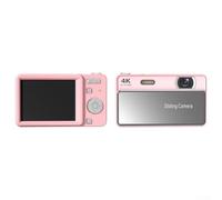 Cámara digital deslizante portátil de 64 MP, alta resolución, zoom 16X, grabación de video 4K, estabilización electrónica de imagen para estudiantes, viajes, vlogging (rosa + 32G)