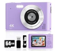 Cámara digital FHD 1080P con tarjeta de 32 GB, cámara de 44 MP para niños con zoom antivibración de 16X, cámara digital vintage, cámara pequeña portátil de regalo para niños, niñas, niños y