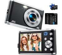 Cámara digital FHD 4K de 48 MP con enfoque automático, cámara dual, zoom digital de 16X y tarjeta de 32 GB para niños, niñas y adolescentes.