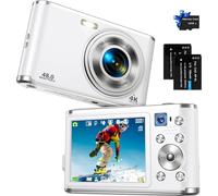 Cámara digital FHD 4K de 48 MP con enfoque automático, cámara dual, zoom digital de 16X y tarjeta de 32 GB para niños, niñas y adolescentes.