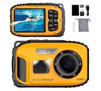 Cámara digital flotante subacuática, cámara impermeable HD de 48 MP, no necesita funda para diversión subacuática y recuerdos de la infancia (amarillo)