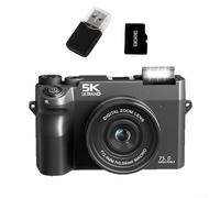 Cámara digital HD 5K con sensor de 75 MP y sistema de lente dual, zoom digital de 18X, conectividad WiFi para función de cámara web de fotos y video (negro 32G)