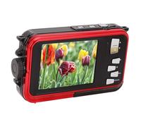 Cámara Digital Impermeable 2.7K 48MP Cámara de Pantallas Dobles de 10 Pies para Fotografía Submarina (Rojo)