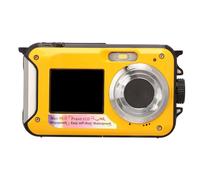 Cámara Digital Impermeable con Pantallas Duales, Memoria de 128 GB, Pantallas Frontales y Traseras, Cámara de Recuerdos de Vacaciones, Metal ABS, Verde, 1 Pieza (Yellow)