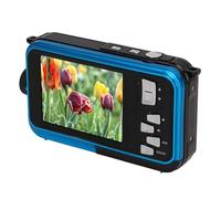 Cámara Digital Impermeable, Full HD 10 Pies Impermeable Zoom 16X Pantallas Duales Cámara Digital Impermeable Micro USB 2.0 para Fotos (Blue)