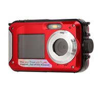 Cámara Digital Impermeable Ultra HD 2.7K de 48 MP, Pantalla Dual, 10 Pies bajo el Agua, con Zoom Digital de 16x (Rojo)