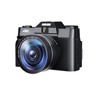 Cámara Digital, Lente Gran Angular 48MP Cámara Digital Fotografía Vlog Videocámara for transmisión en Vivo Webcam 4K 16X Zoom Digital Selfie(64G TF Card,CDR10 Black-Lens)