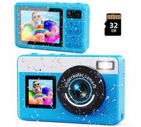 Cámara Digital, MaxMango Cámara Subacuática 10FT Cámara Digital a Prueba de Agua Zoom Digital 18X con Tarjeta de 32GB, Cámara de Fotos para niños Adolescentes Principiantes Adulto, Blue