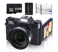 Cámara digital para fotografía y video VJIANGER 4K 48MP Vlogging Cámara para YouTube con pantalla abatible de 180°, zoom digital 16X, gran angular de 52 mm y lente macro, tarjeta TF de 32 GB, 2