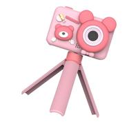 Cámara digital para niños, adorable diseño de oso, doble lente, soporte desmontable, interfaces simples, fácil de usar, cámara de video para niños