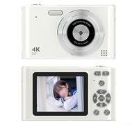 Cámara digital para niños recargable, resolución de 48 MP con función de zoom de 16x (blanco)