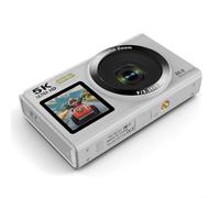 Cámara digital para Vloggers Salida 5K Dual 2.8 pulgadas Pantallas 18X Zoom 13MP Sensor CMOS Interpolación 80MP y expansión de tarjeta TF hasta 256GB (Blanco)