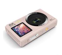 Cámara digital para Vloggers Salida 5K Dual 2.8 pulgadas Pantallas Zoom 18X Sensor CMOS 13MP Interpolación 80MP y expansión de tarjeta TF hasta 256GB (rosa)