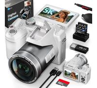 Cámara digital profesional de 64 MP para fotografía de enfoque automático, cámara de vlogging 5K para YouTube, cámara de viaje compacta antivibración 16X con WiFi y control de aplicación, flash