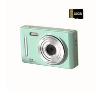 Cámara digital retro con cámaras HD duales frontal y trasera, tarjeta de 32 GB, alimentación USB/batería, recargable, cámara de viaje de ABS