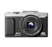 Cámara digital retro de 64 MP compatible con video 4K UHD, zoom 16X y pantalla abatible de 3 pulgadas para vloggers y narradores de historias (negro)