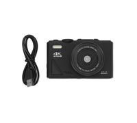 Cámara Digital Retro de 64 MP con Estabilización Imagen, Función Pausa Vídeo, Pantalla IPS 3 Pulgadas, para Vlogs, Color Negro