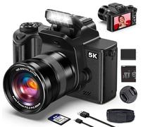 Cámara digital True 5K para fotografía, cámara de vlogging WiFi de 80 MP con enfoque automático para YouTube con pantalla táctil de 4 pulgadas, cámaras de video macro UHD de un solo toque con zoom de