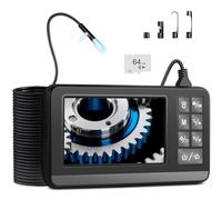 Cámara endoscópica con Doble Lente y luz, cámara endoscópica 1080P HD con LCD de 4,3 Pulgadas, Cable semirrígido de 10 m y Tarjeta de 64 GB, endoscopio de inspección endoscópica Impermeable IP67 para