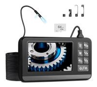 Cámara endoscópica con doble lente y luz, cámara endoscópica 1080P HD con LCD de 4,3 pulgadas, cable semirrígido de 5 m y tarjeta de 64 GB, endoscopio de inspección endoscópica impermeable IP67 para