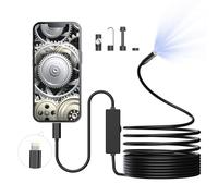 Cámara endoscópica con luz, boroscopio HD de 1920P con 8 luces LED ajustables, endoscopio con cable de serpiente semirrígido de 16.4 pies, cámara de inspección impermeable IP67 de 8 mm, compatible con
