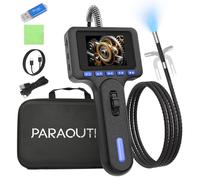 Cámara endoscópica con luz de 6,25 mm, cámara de inspección de cabeza móvil, cámara de tubo flexible, control de rueda de desplazamiento bidireccional, rotación de 210°, IP67, resistente al agua, para