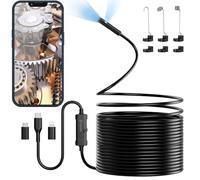 Cámara endoscópica con luz, Ennovor 1920 HD, cámara endoscópica de Doble Cabeza, teléfono móvil con 8 Luces LED, sin cámara de inspección WiFi, cámara de Canal IP67 Resistente al Agua para Android e