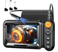 Cámara endoscópica con luz, lente dual de 5 pulgadas, boroscopio HD 1080P, IP67 impermeable, cámara de inspección industrial de 7,9 mm con 9 LED, cable semirrígido de 16.5 pies para automoción