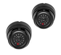 kwmobile Camara Falsa Vigilancia Exterior - 2x Cámara simulada de Seguridad con luz LED Parpadeante - 2x Cámara Disuasoria para Exterior e Interior - Negra
