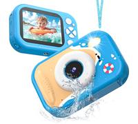 Cámara Fotos Infantil, Cámara Impermeable para Niños, 48MP HD 1080P Cámara Acuática para Niños con Pantalla de 2,4 Pulgadas Tarjeta de 32GB, Flash LED, Regalo Juguete para Niños y Niñas de 3-12 Años