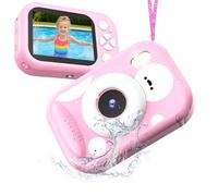 Cámara Fotos Infantil, Cámara Submarina Acuática para Niños, 48MP HD 1080P Cámara Impermeable Niños con Pantalla de 2,4 Pulgadas Tarjeta TF, Flash LED, Regalo para Niños y Niñas de 3-12 Años, Rosa