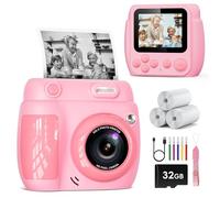 Camara Fotos Infantil Instantanea,LETSHAHA 1080P 20MP 10X 2.4 Pulgada Camara de Fotos Instantaneas con 32 GB Tarjeta y Tres Rollos de Papel para Impresora, Regalos para Niños de Entre 5 y 12 Años