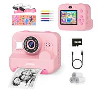Camara Fotos Infantil instantaneas,Selfi Camara instanea,1080P 2,4''HD Video Camara Fotos Infantil para niños con Tarjeta SD de 32GB,Regalos de Juguete para niñas de 3 a 12 años Cumpleaños Navidad