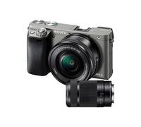 Cámara híbrida - SONY - a6000 - Kit 16-50 & 55-210 - Sensor APS-C 24,3MP - Visor EVF - Gris