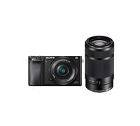 Cámara híbrida - SONY - A6000 - Sensor APS-C 24,3MP - Lentes 16-50 & 55-210mm - Pantalla LCD reversible 90