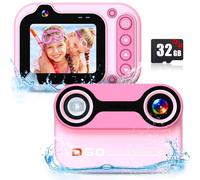 Cámara impermeable para niños, 1080P HD, 26 MP, cámara digital subacuática, 10 pies/3 m, zoom digital 10X, impermeable, para niños, niñas, esnórquel, natación, playa, parque acuático, color rosa