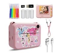 Cámara imprimible for niños con Tarjeta TF de 32 GB, fotografía, vídeo y Juegos, cámaras duales, Flash, for niños y niñas(Deep Pink 32GB)